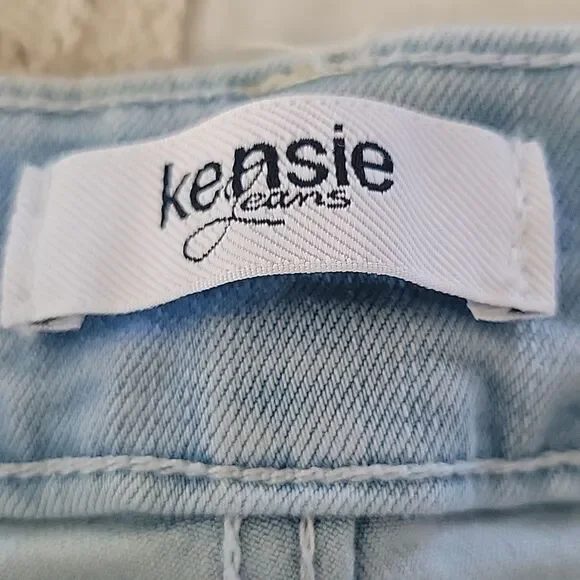 Kensie 12 washed Distressed Light Blue and faded jean shorts Longer Length - Picture 5 of 11